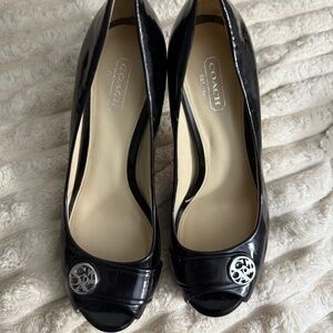 Coach Patent Leather Open Toe stilettos